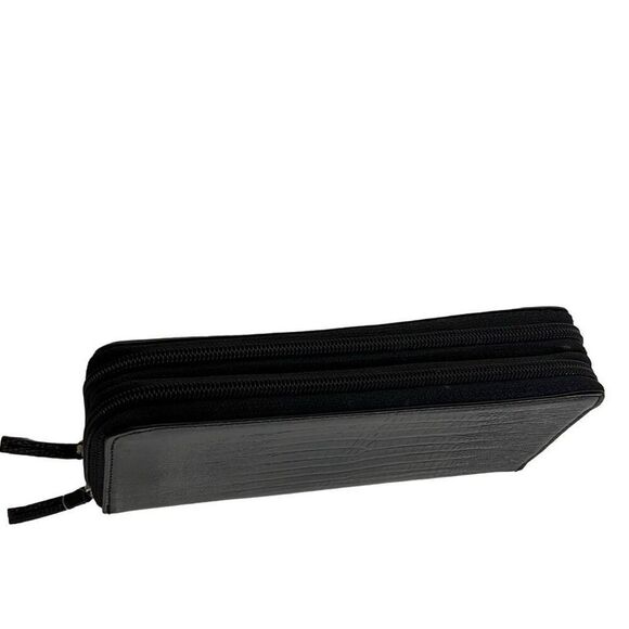 Vintage new Casual Corner Women's Black Embossed Leather Zip-Around Wallet One S - Picture 5 of 11